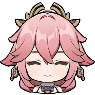 😌 Yae Miko Genshin Impact ยาเอะ มิโกะ, เก็นชิน อิมแพ็ค, อนิเมะ, วิดีโอเกม, ตัวละคร, ยิ้ม telegram sticker