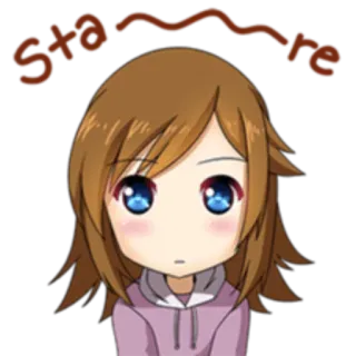 😐 stare Anime, Cartoon, Chibi, Süß, Mädchen, Starren, Augen whatsapp sticker