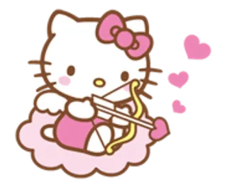 🌟 Hello Kitty Dessin animé, Chat, Rose, Mignon, Kawaii, Saint-Valentin, Cupidon telegram sticker