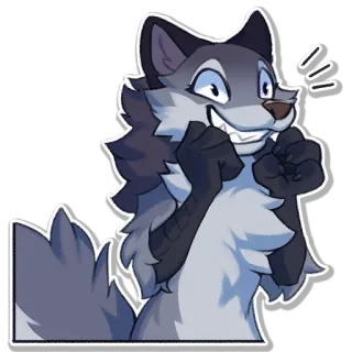🤩 หมาป่า, สัตว์, เฟอร์รี่, มีความสุข, การ์ตูน telegram sticker