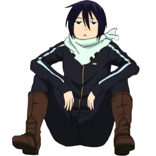 🙁 Yato Noragami аниме, персонаж, ято, noragami, сидящий whatsapp sticker