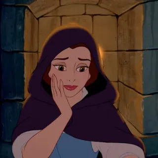🥀 Belle Beauty and the Beast Disney, Belle, Beauty and the Beast, sad, cartoon, princess telegram sticker