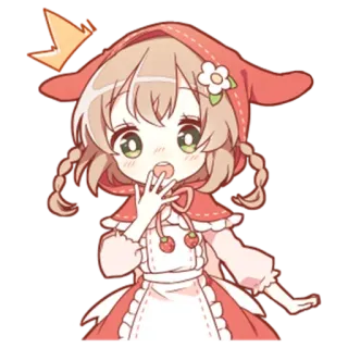 😳 anime, garota, fofa, kawaii, desenho animado, chapeuzinho vermelho telegram sticker