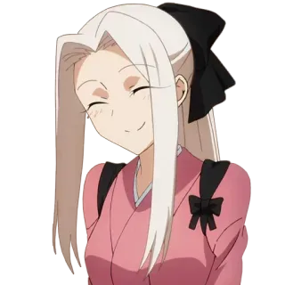 😊 Irisviel von Einzbern Fate/Zero Anime, Dziewczyna, Szczęśliwa, Długie Włosy, Kokarda, Irisviel, Fate/Zero telegram sticker