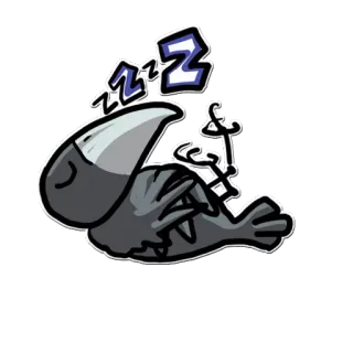 😴 птица, сонный, спящий, мультик, уставший telegram sticker
