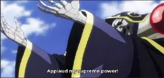 😏 Ainz Ooal Gown Overlord Applaud my supreme power! Аниме, Overlord, Айнз Оал Гоун, Скелет, Магия telegram sticker