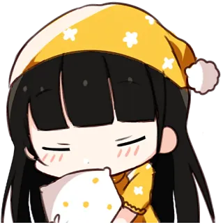 😴 Anime, Śpiący, Uroczy, Poduszka, Śpiący, Chibi whatsapp sticker