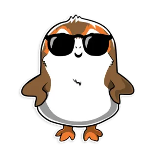 😎 Porg 波格, 星球大战, 可爱, 鸟, 卡通, 动物 whatsapp sticker