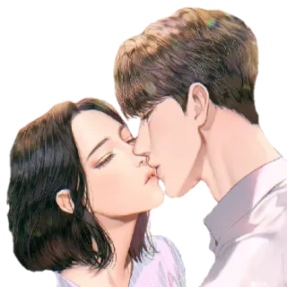 😘 поцелуй, пара, любовь, романтика, мультфильм, иллюстрация telegram sticker