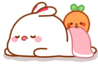 🐰 토끼, 바니, 당근, 귀여운, 카와이, 자는, 동물 telegram sticker