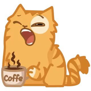 ☕ Coffe cat, coffee, cute, animal, relaxing, sleepy telegram sticker