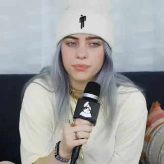 💧 Billie Eilish นักร้อง, ไมโครโฟน, นักดนตรี, คนดัง, แกรมมี่ telegram sticker