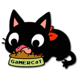 😋 GAMERCAT 猫, 游戏玩家, 宠物, 可爱, 动物, 卡通 telegram sticker