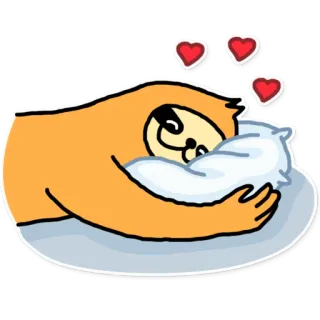 ☺️ ленивец, спящий, сердце, милый, мультяшный whatsapp sticker