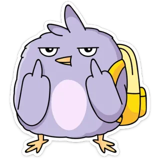 🖕 птица, средний палец, мультфильм, злой, оскорбительный, рюкзак, отношение whatsapp sticker