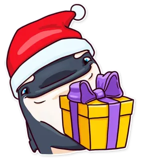 🎁 whale, christmas, orca, gift, holiday, celebration, animal telegram sticker