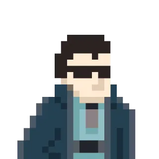 🕶 Seni piksel, Kacamata hitam, Jaket panjang, Retro, Karakter, Avatar telegram sticker