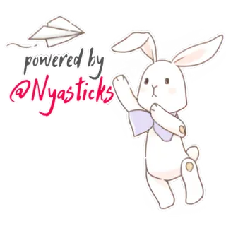 🎭 powered by @Nyasticks กระต่าย, เครื่องบินกระดาษ, สติกเกอร์, น่ารัก, สัตว์, nyasticks whatsapp sticker