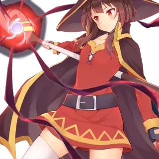 🌹 Megumin Konosuba Anime, Manga, Megumin, Konosuba, Magie, Bâton whatsapp sticker
