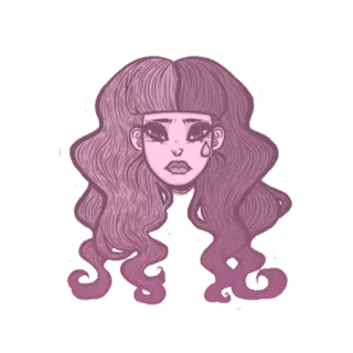 😭 chica, triste, llorando, pelo, emo, rosa, retrato telegram sticker