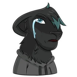 😭 pleurs, poilu, triste, larmes, anthropomorphe, dessin animé whatsapp sticker