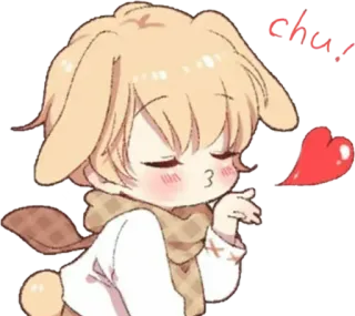 😘 chu Anime, Chibi, Carino, Cuore, Bacio, Coniglio, Animale telegram sticker
