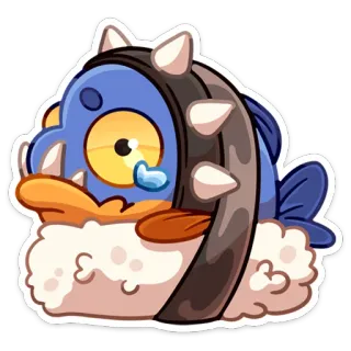 😳 สติกเกอร์, การ์ตูน, ปลา, ซูชิ, อาหาร, น่ารัก, น่ารัก telegram sticker