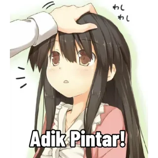 😊 Adik Pintar! anime, girl, cute, pat, head telegram sticker