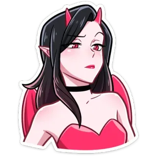 😌 diablo, demonio, chica, anime, cuernos, alas telegram sticker