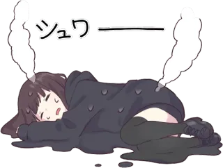🤯 シュー exhausted, anime, tired, sleepy, steam telegram sticker