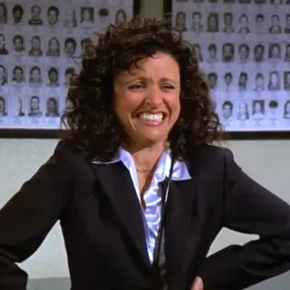 🤣 Elaine Benes Seinfeld Elaine, Julia Louis-Dreyfus, Seinfeld, sitcom, tele, comedia telegram sticker