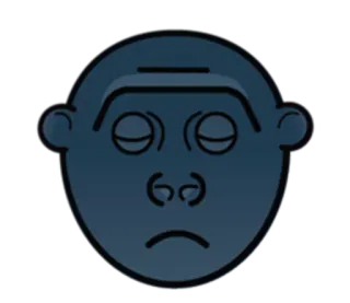 🦍 อิโมจิ, เศร้า, หน้า, ไม่มีความสุข, การ์ตูน telegram sticker