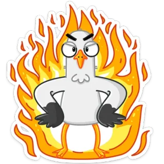 🤬 pássaro, bravo, fogo, desenho animado, chamas, adesivo telegram sticker