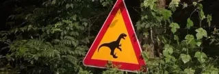 ⚠️ Dinosaurier, Warnschild, Gelb, Rot, Gefahr telegram sticker