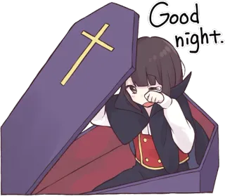 😴 Good night. good night, anime, coffin, vampire telegram sticker