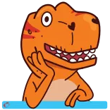 ☺️ dinozaur, t-rex, zwierzę, kreskówka, pomarańczowy, śmieszne, słodkie telegram sticker