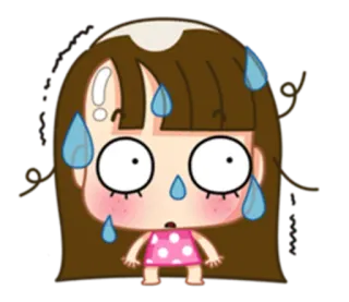 😥 cartoon, girl, sweat, worried, scared, emoji whatsapp sticker