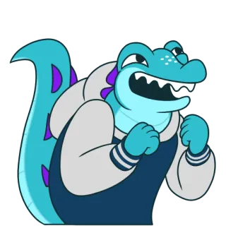 😀 dessin animé, alligator, reptile, personnage, animation whatsapp sticker