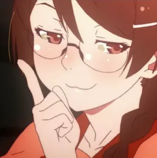 🎭 Anime, Dziewczyna, Okulary, Myśląca telegram sticker