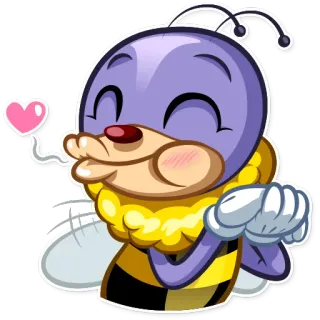 😘 ผึ้ง, การ์ตูน, น่ารัก, ความรัก, ความรักใคร่, จูบ telegram sticker