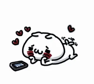 💌 Мультфильм, Милый, Любовь, Сердечки, Телефон, Белый, Персонаж telegram sticker
