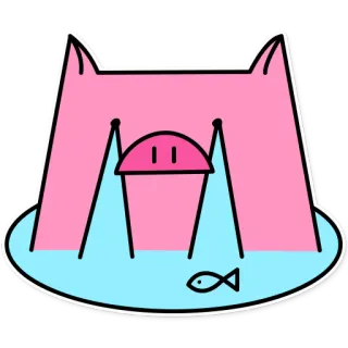 😭 кот, рыба, розовый, синий, животное, мультфильм telegram sticker