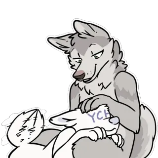 🤗 YCH wolf, schattig, dier, kunst, cartoon telegram sticker
