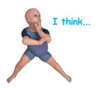 🤔 I think... thinking, child, baby, pondering, thoughtful whatsapp sticker