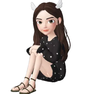 💘 Cartoon, Mädchen, Avatar, Flügel, Sitzend, Zepeto whatsapp sticker