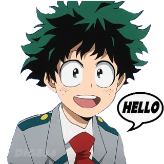 👋 Izuku Midoriya My Hero Academia HELLO Izuku Midoriya, My Hero Academia, anime, hola, saludo telegram sticker