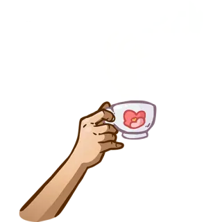☕ cup, hand, tea, flower, drink, table telegram sticker