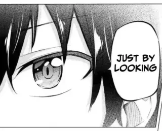 ☕ JUST BY LOOKING ojo, manga, anime, mirando, texto telegram sticker