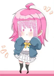 😯 动漫, 漫画, 角色, 可爱, 粉色头发, 女孩, Q版 telegram sticker