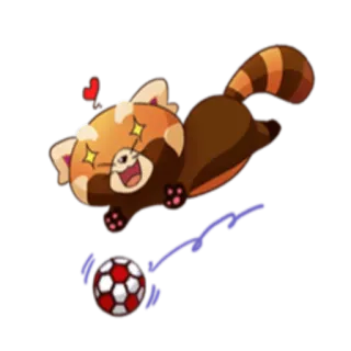 ⚽️ panda merah, hewan, lucu, sepak bola, bola, kartun, ceria telegram sticker